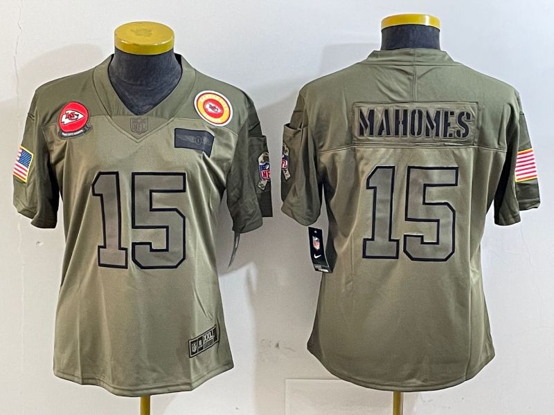 Youth Kansas City Chiefs #15 Mahomes Green 2025 Nike Vapor Limited NFL Jersey style 2